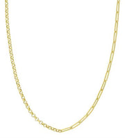 14k Yellow Gold 50/50 Paperclip + Rolo Link Chain Necklace