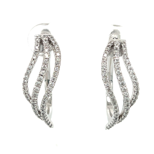 14k White Gold Diamond Fashion Hoop Earrings