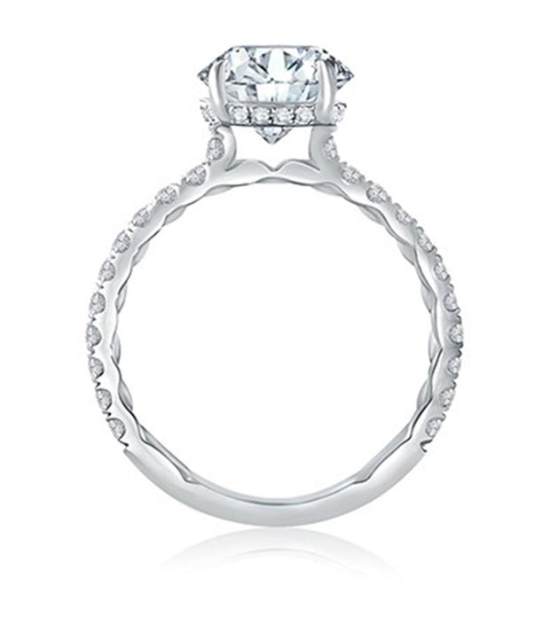 18k White Gold Classic Hidden Halo Diamond Engagement Ring by A.JAFFE