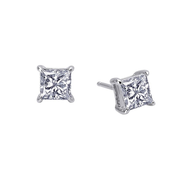 Sterling Silver 1.50 CTW Square/Princess Cut Simulated Diamond Stud Earrings by Lafonn