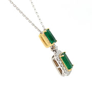 18k White/Yellow Gold Accented Emerald & Diamond Fashion Necklace