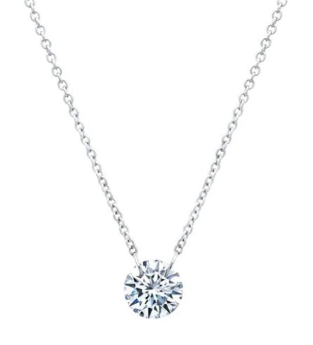 Sterling Silver & Simulated Diamond 1 CTW Frameless Solitaire Necklace by Lafonn