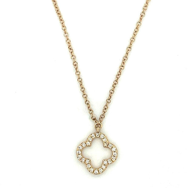 14k Yellow Gold Petite Diamond Clover Necklace