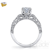 18k White Gold Vintage Inspired Diamond Engagement Ring by Parade Designs