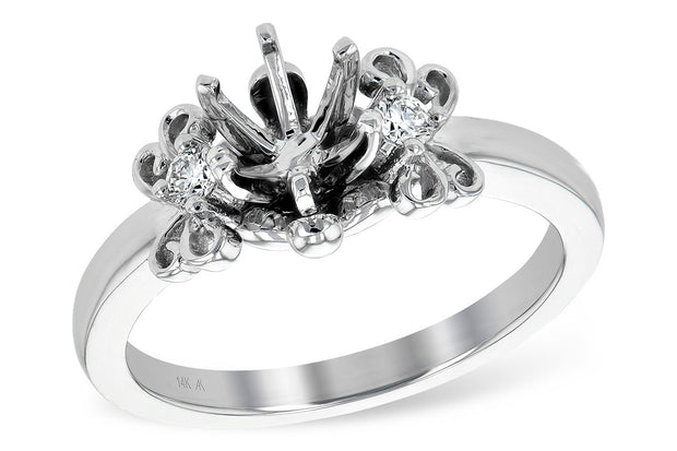 14k White Gold Vintage Inspired Diamond Engagement Ring Semi Mount by Allison Kaufman