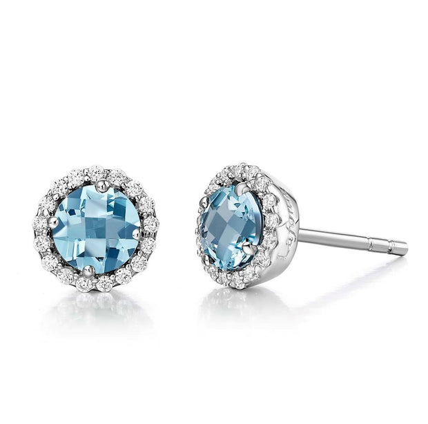 Sterling Silver Aquamarine Birthstone Stud Earrings by Lafonn