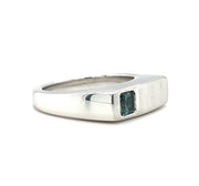 14k White Gold Unisex Montana Sapphire Signet Ring by IJC
