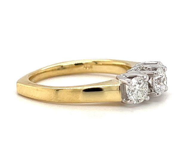 18k Two Tone Three Stone Diamond Engagement Ring by Star129