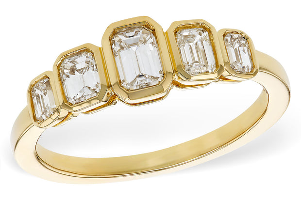 14k Yellow Gold Five Stone Emerald Cut Diamond Fashion Ring by Allison Kaufman