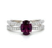 18k White Gold Rhodolite Garnet & Diamond Fashion Ring by IJC