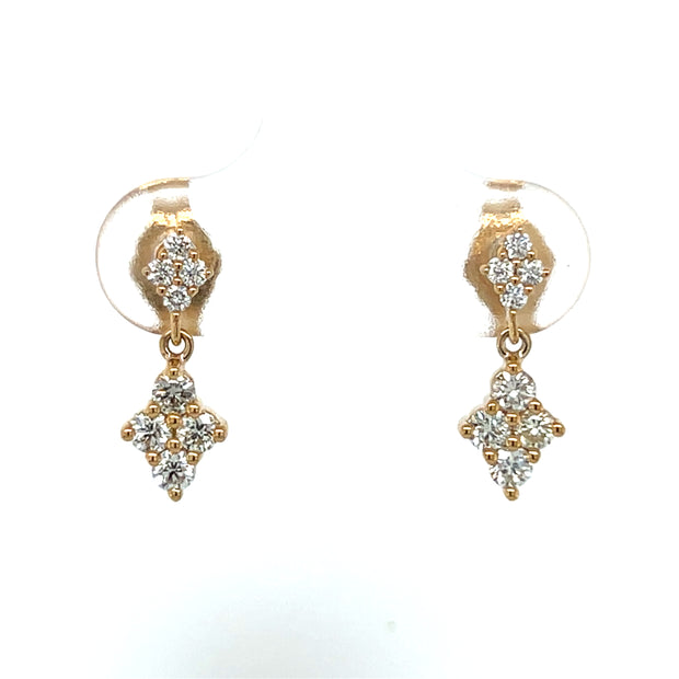 14k Yellow Gold Diamond Dangle Fashion Earrings