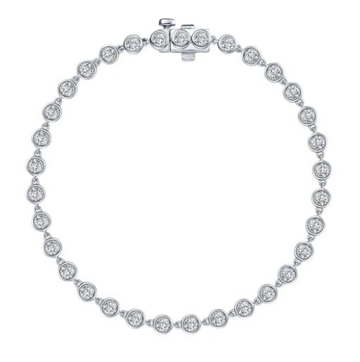 Sterling Silver 3.30 CTW Simulated Diamond Bezel Strand Bracelet by Lafonn