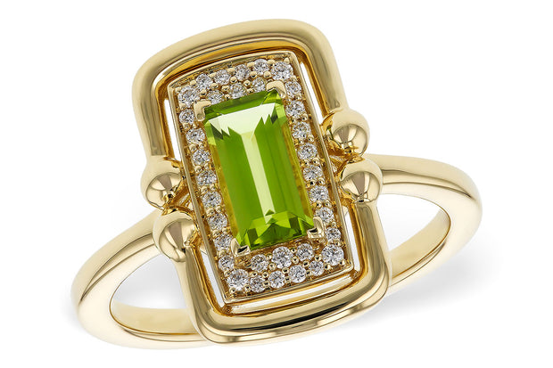 14k Yellow Gold Sculptural Inspired Peridot & Diamond Fashion Ring by Allison Kaufman