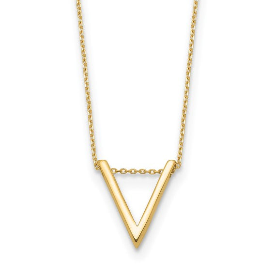 14k Yellow Gold V Shape Bar Fashion Necklace