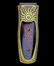 Pharaoh 'Blue Sky' Stainless Steel, Koftgari, & Heat-Blued Damascus Steel Money Clip by William Henry