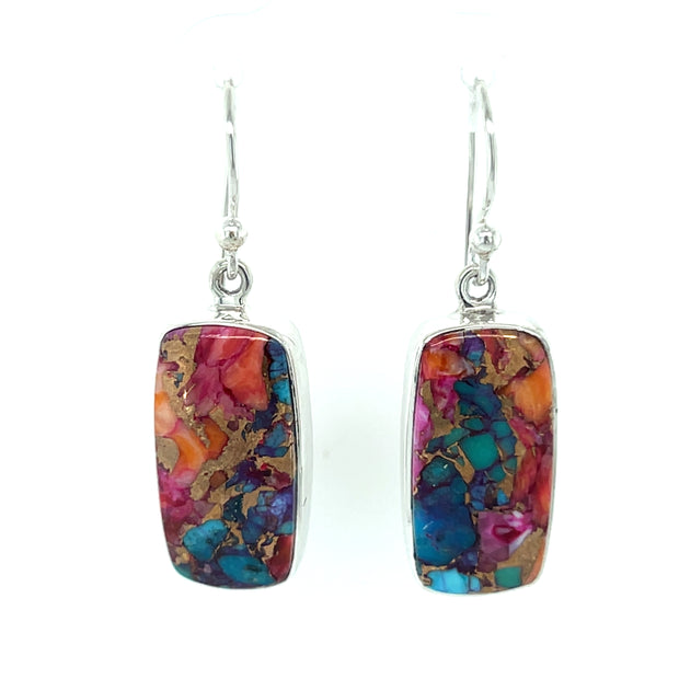 Sterling Silver Spiny Oyster Turquoise Earrings