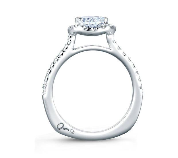 18K White Gold Diamond Semi-Mount Engagement Halo Ring by A.JAFFE