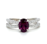 18k White Gold Rhodolite Garnet & Diamond Fashion Ring by IJC