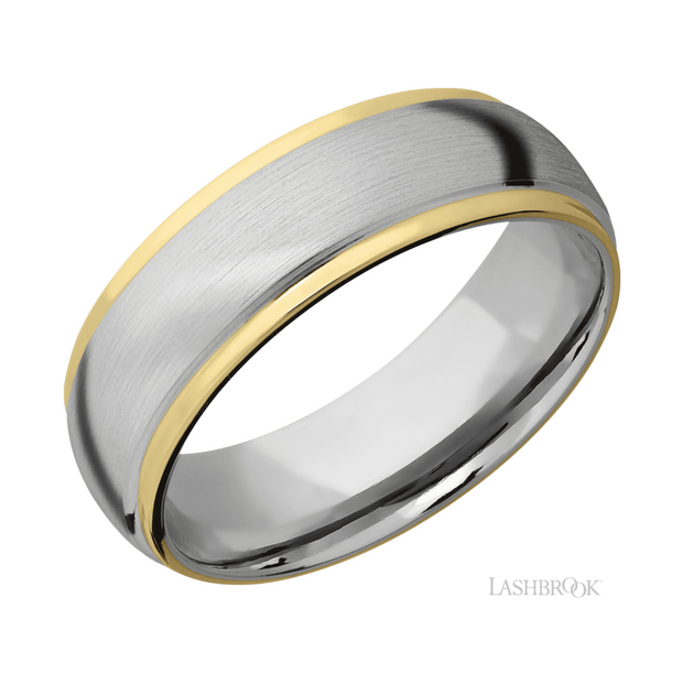 14k White/Yellow Gold Domed Wedding Band by Lashbrook Designs