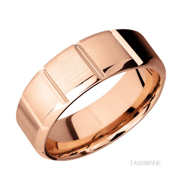 14k Rose Gold Deepseg Pattern Wedding Band by Lashbrook Designs