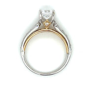 14k White & Yellow Gold Accented Vintage Inspired Diamond Engagement Ring by Rego Designs