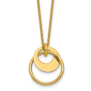 14k Yellow Gold Polished Double Circle Fashion Necklace