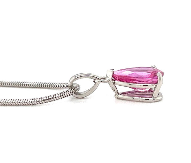 Pre-Owned Platinum/18k White Gold Pink Sapphire Solitaire Fashion Necklace
