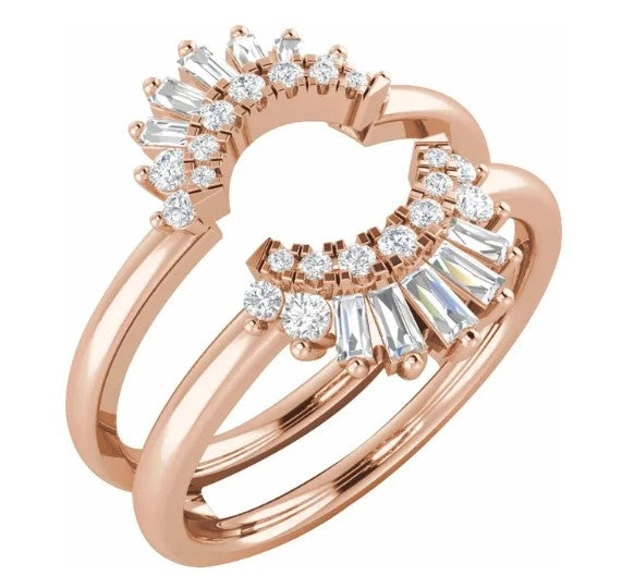 14k Rose Gold Ballerina Style Contour Halo Wedding Ring Enhancer