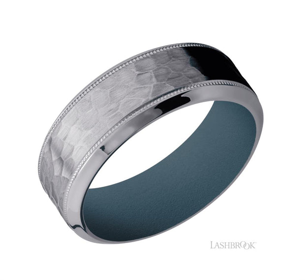 Tantalum & Stone Blue Cerakote Sleeve Wedding Band by Lashbrook Designs