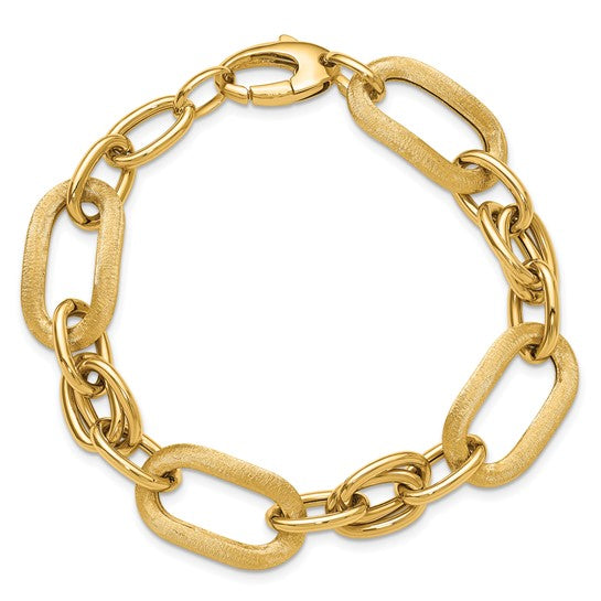 14k Yellow Gold Polished/Satin Fancy Link Bracelet