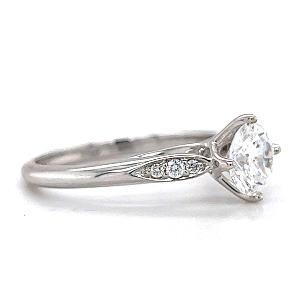 14k White Gold Contemporary Diamond Engagement Ring
