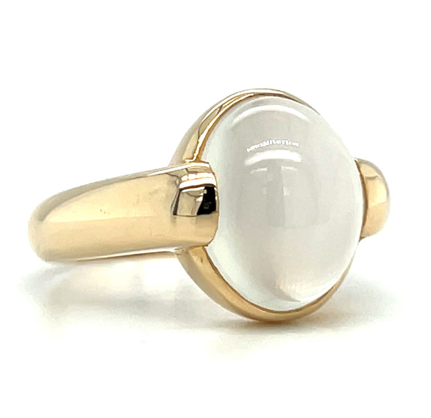 14k Yellow Gold Cats Eye Moonstone Ring
