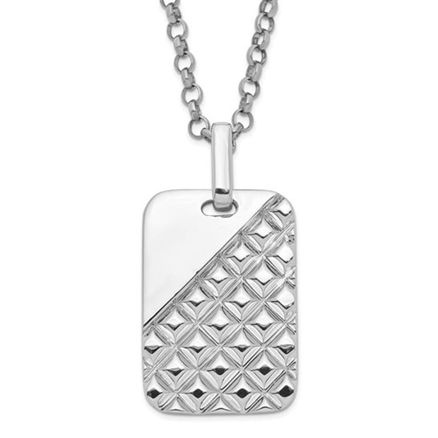 Men's Sterling Silver Textured Dog Tag Necklace