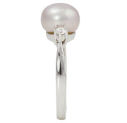 14k White Gold Akoya Cultured Pearl & Diamond Ring by Rego Designs
