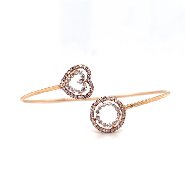 18k Rose Gold Fancy Light Pink Diamond Fashion Cuff Bracelet