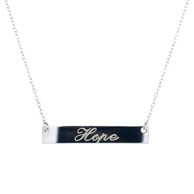 Sterling Silver 'Hope' Engravable Bar Necklace