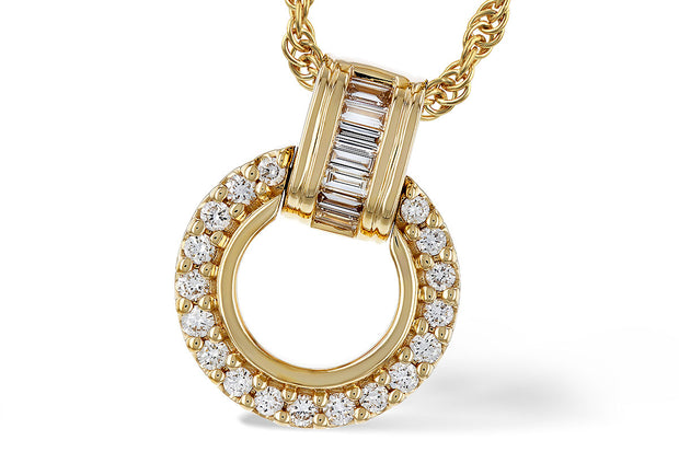 14k Yellow Gold Circle Drop Diamond Fashion Necklace by Allison Kaufman