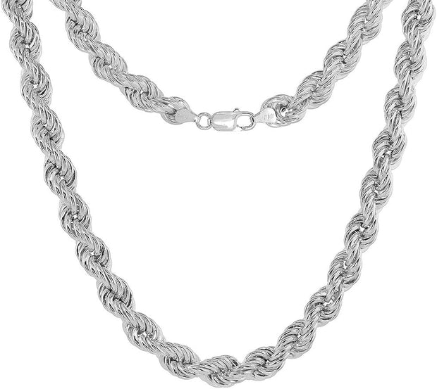 Sterling Silver 6 mm Rope Chain Necklace