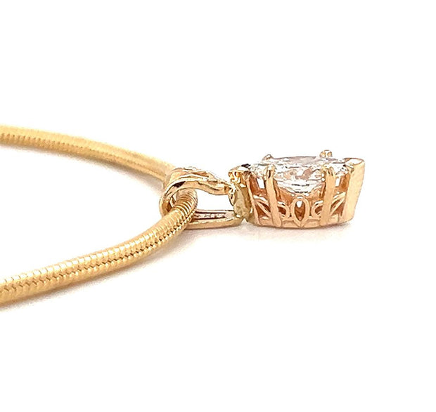 Pre-Owned 14k Yellow Gold .50 CT Marquise Diamond Solitaire Necklace