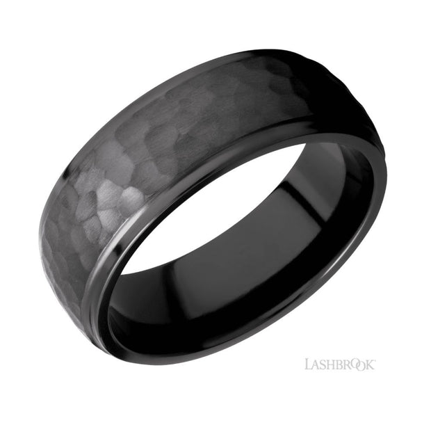 Zirconium Hammered Finish Wedding Band by Lashbrook Designs