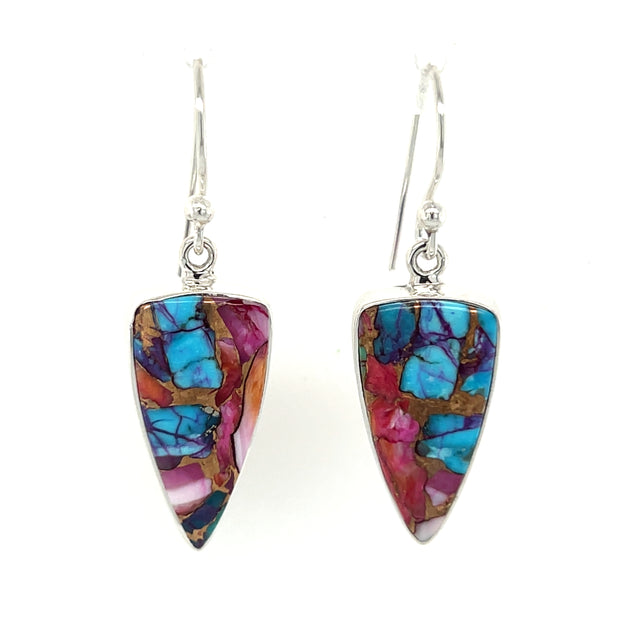 Sterling Silver Spiny Oyster Turquoise Earrings