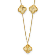 14k Yellow Diamond Cut Clover Station Necklace