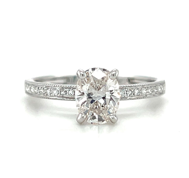 18k White Gold Oval Diamond Engagement Ring by IJC
