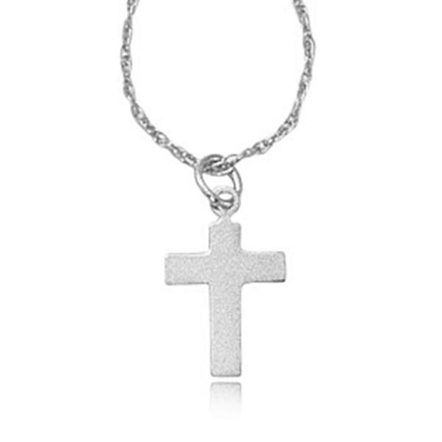 14k White Gold Flat Cross Necklace by Carla | Nancy B