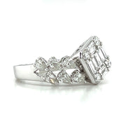 18k White Gold Mosaic Diamond Fashion Ring