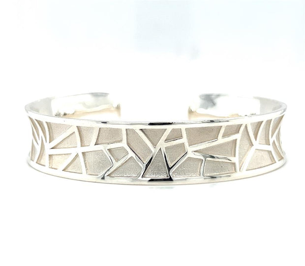 Sterling Silver Mosaic Style Cuff Bracelet