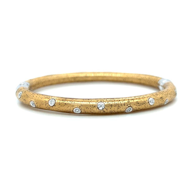 Sterling Silver, Gold Enameled, & Diamond Bangle Bracelet by SOHO