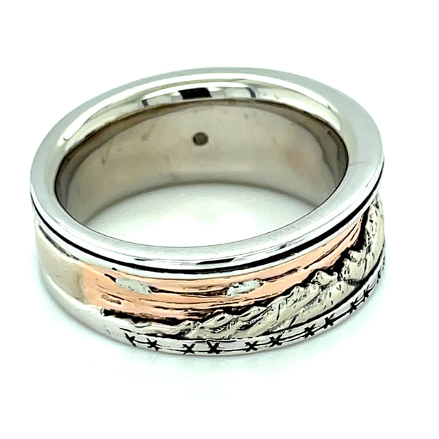 Pre-Owned 14k Gold & Platinum Mountainscape Band