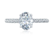 18k White Gold Contemporary Oval Diamond Engagement Ring by A. JAFFE