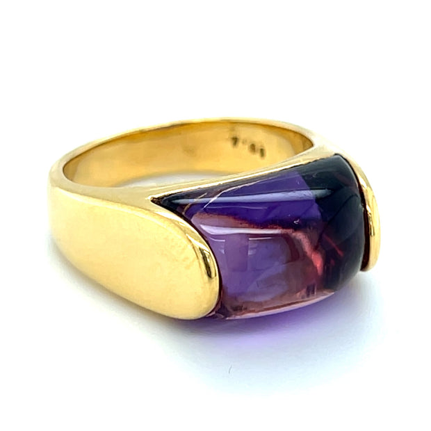18k Yellow Gold Cabochon Amethyst Fashion Ring